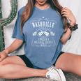 Nashville Tennessee Guitarra Musical Country America Cuello Camiseta extragrande cómoda para mujer Blue Jean