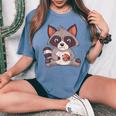 Raccoon Cookie Lover - Oversized Women's T-Shirt in Comfort Colors Blue Jean