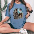 Raccoon Moon Head Women's Oversized Tee - Unisex Appeal Blue Jean