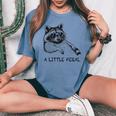 Raccoon Moon Women's Oversized Comfort T-Shirt | Unique Animal Design Blue Jean