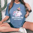 Raccoonicorn Women's Oversized T-Shirt | Whimsical Raccoon Design Blue Jean