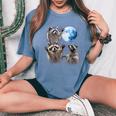 Raccoons Moonlight Howl Women's Oversized T-Shirt | Cozy Comfort Blue Jean