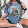 Retro Raccoon Camping Lover Shirt - Women's Oversized Tee Blue Jean