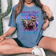 Retro Raccoon Meme Women's Oversized T-Shirt | Fun & Playful Style Blue Jean