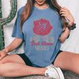 Rock Queenibes Guitarraintage Rose Rock Music Camiseta extragrande cómoda para mujer Blue Jean