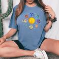 Sistema Solar Planetas Galaxia Niños Niñas Espacio Cuello Camiseta extragrande cómoda para mujer Blue Jean