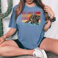Street Cat Adopt Funny Women's Oversized T-Shirt for Raccoon Lovers Blue Jean
