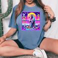 Vaporwave Raccoon Women's Oversized T-Shirt - Fun Retrowave Style Blue Jean