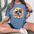 Vintage Street Cat & Wildlife Print | Women's Oversized Tee Blue Jean