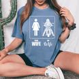 Your Wife My Wife Biker Wife Valentine Women's Oversized Comfort T-Shirt Blue Jean