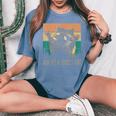 Women's Oversized Comfort Tee - Embrace Street Cat Love Blue Jean