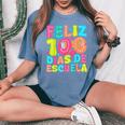 Feliz 100 Dias De Escuela Groovy 100 Days Spanish Teacher Women's Oversized Comfort T-Shirt Mustard