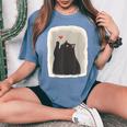 Japanese Anime Cute Cat Heart Kawaii Black Cat Heart Girls Women's Oversized Comfort T-Shirt Mustard