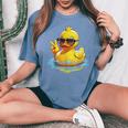 Retro Groovy Yellow Rubber Duck Peace Duck Lovers Women's Oversized Comfort T-Shirt Mustard