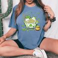 St Patrick's Day Irish Ramen Cats Cute Anime Girls Women's Oversized Comfort T-Shirt Mustard