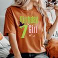 7Th Birthday Witch Pink And Green 7 Year Old Birthday Girl Women's Oversized Comfort T-Shirt Crimson