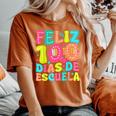 Feliz 100 Dias De Escuela Groovy 100 Days Spanish Teacher Women's Oversized Comfort T-Shirt Crimson