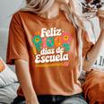Feliz 100 Diaz De Escuela 100Th Day School Spanish Teacher Women's Oversized Comfort T-Shirt Crimson