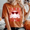 Retro Groovy Valentines Day Girl Valentine Vibes Women's Oversized Comfort T-Shirt Crimson