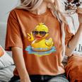 Retro Groovy Yellow Rubber Duck Peace Duck Lovers Women's Oversized Comfort T-Shirt Crimson