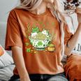 St Patrick's Day Irish Ramen Cats Cute Anime Girls Women's Oversized Comfort T-Shirt Crimson
