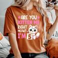 5Th Birthday Girl 5Yr Five 5 Year Old Kitten Cat Bday Women's Oversized Comfort T-Shirt Yam