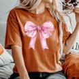 Coquette Pink Bow For Girls Cute Pink Coquette Bow Women's Oversized Comfort T-Shirt Yam