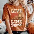Cowboy Cowgirl Dancing Live Western Line Bailando Regalos Cuello Camiseta extragrande cómoda para mujer Yam