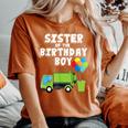 Garbage Truck Sister Birthday Boy Balloons Birthday Party Camiseta extragrande cómoda para mujer Yam