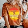 Girl Silhouette Ballet Dance Sunset Retro Ballerina Camiseta extragrande cómoda para mujer Yam