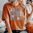 Just A Mama Who Loves Her Boy Mother's Day Women's Oversized Comfort T-Shirt Yam