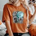 Raccoon Shirt 3 Racoons Howling At Moon Weird Cursed Women's Oversized Comfort Colors T-Shirt Yam