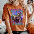 Rizz Em With The Tism Retro Raccoon Meme Women's Oversized Comfort Colors T-Shirt Yam