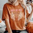 Rock And Roll Guitarraintage Rock Música Camiseta extragrande cómoda para mujer Yam
