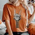 Rock On Skeleton Mano Guitarra Rock & Roll Hombres Es Rock Band Camiseta extragrande cómoda para mujer Yam
