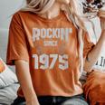 Rockin' Since 1975Intage Rock Music Fan 47 Cumpleaños Cuello Camiseta extragrande cómoda para mujer Yam