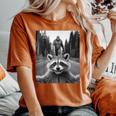 Scared Raccoon & Sasquatch Women's T-Shirt - Cozy Oversized Fit Yam