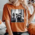 Scared Raccoon Selfie With Sasquatch Bigfoot Raccoon Women's Oversized Comfort Colors T-Shirt Yam