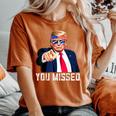 Trump You Missed Twice Bandana De La Bandera Estadounidense Trump 2024 Camiseta extragrande cómoda para mujer Yam