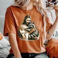 Vintage Distressed Jesus and Raccoon Graphic - Women's Oversized T-Shirt Yam