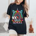 100 Days Smarter Rainbow Unicorn 100Th Day Of School Women's Oversized Comfort T-Shirt Black