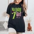 7Th Birthday Witch Pink And Green 7 Year Old Birthday Girl Women's Oversized Comfort T-Shirt Black