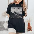 Alien UFO Raccoon Oversized Women's T-Shirt | Sci-Fi Fun Black