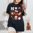 Baseball Mom Coquette Bow Mother's Day Baseball Mama Women's Oversized Comfort T-Shirt Black