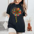Border Collie Mom Sunflower Dog Paw Colorful Women's Oversized Comfort T-Shirt Black