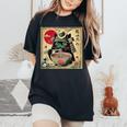Cat Ramen Japanese Samurai Kawaii Cat Anime Girls Boys Women's Oversized Comfort T-Shirt Black