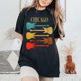 Chicago Concert Rock Music Festival Guitarras Illinois Band Il Cuello Camiseta extragrande cómoda para mujer Black