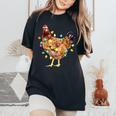 Chicken Santa Christmas Tree Chicken Camiseta extragrande cómoda para mujer Black