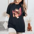 Cool Retro Cupid Leopard Peace Sign Valentines Day For Girls Women's Oversized Comfort T-Shirt Black
