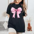 Coquette Pink Bow For Girls Cute Pink Coquette Bow Women's Oversized Comfort T-Shirt Black